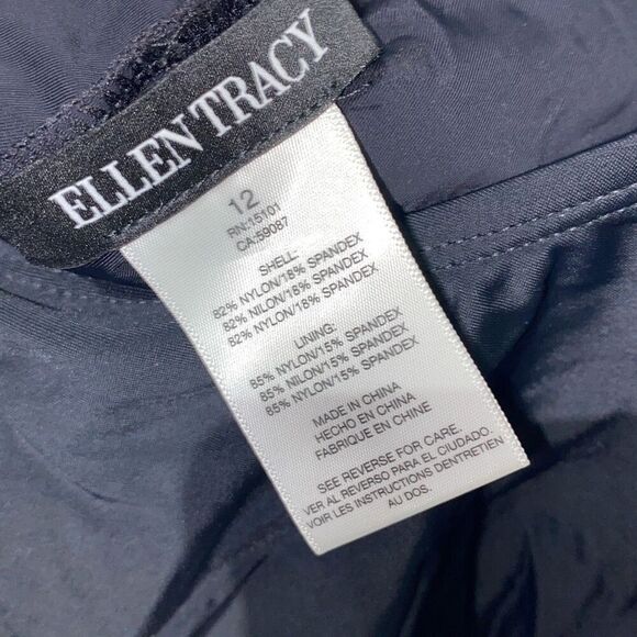 Ellen Tracy Women's Black Scallop Padded Bandeau Strap One Piece Swimsuit Sz 12 - Picture 8 of 10